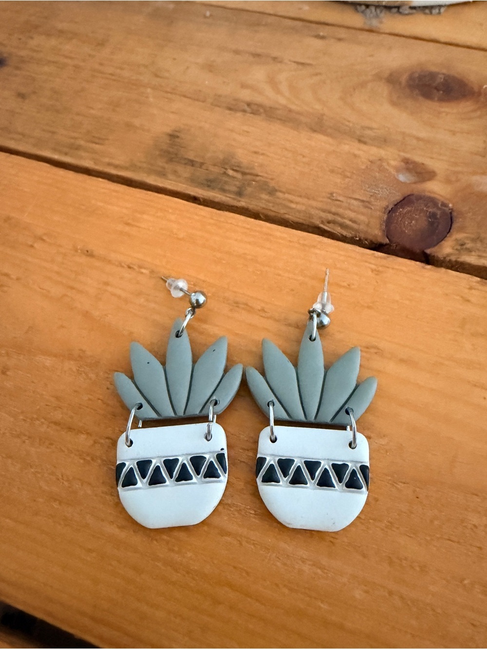 Handmade Potted Succulent Dangle Earrings (hypoallergenic)